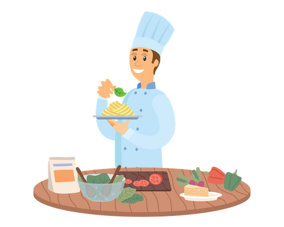 Chef Cooking  Illustration