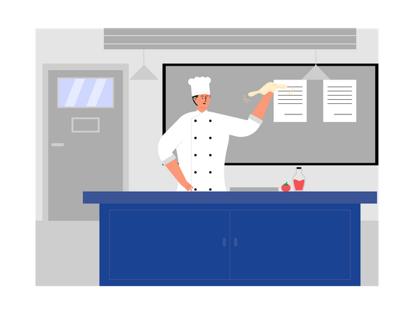 Chef cooking in hotel  Illustration