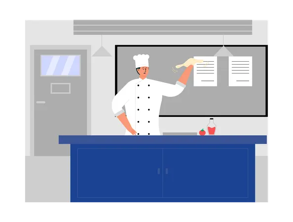 Chef cooking in hotel  Illustration