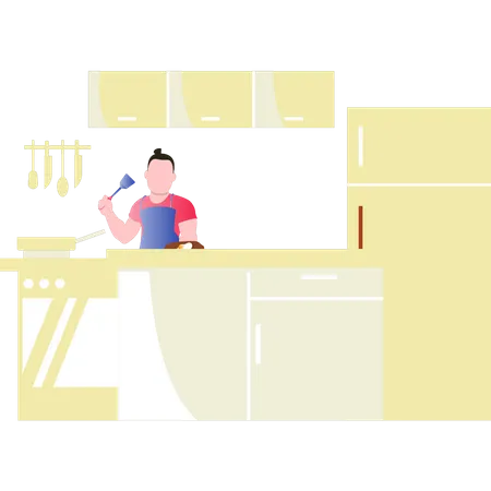 Chef cooking in kitchen  Illustration