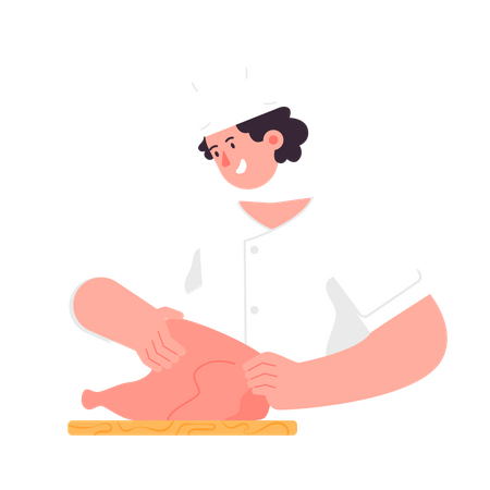 Chef Cooking in Kitchen Illustration