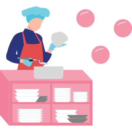 Chef cooking in kitchen  Illustration