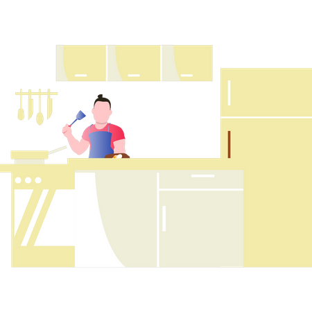 Chef cooking in kitchen  Illustration