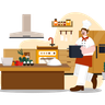 chef cooking in restaurant illustration free download