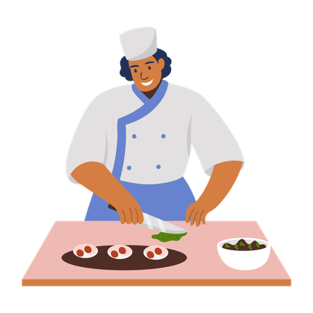 Chef cortando legumes  Illustration