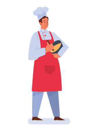 Chef masculino cozinhando  Ilustração