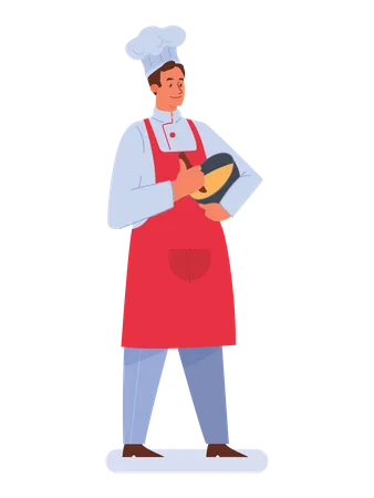 Chef masculino cozinhando  Ilustração