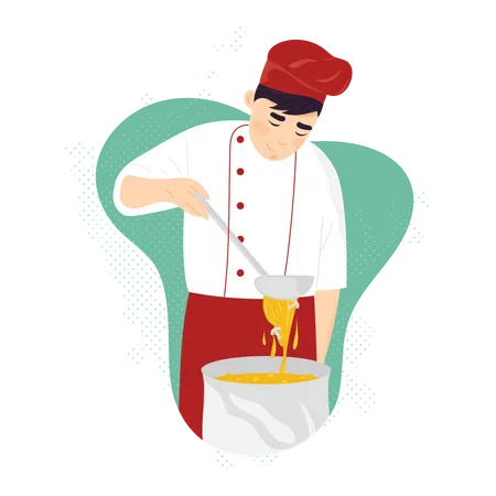 Chef cozinhando comida  Ilustração