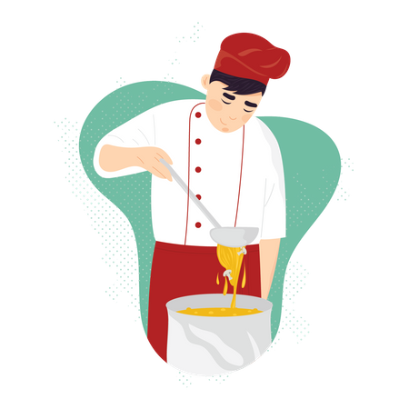 Chef cozinhando comida  Ilustração