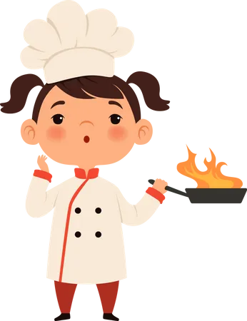 Chef infantil fazendo comida  Ilustração