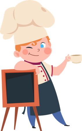 Chef infantil fazendo comida  Ilustração