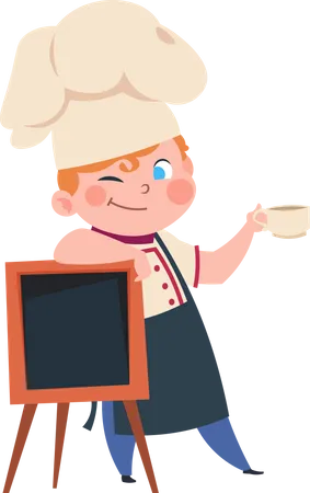 Chef infantil fazendo comida  Ilustração