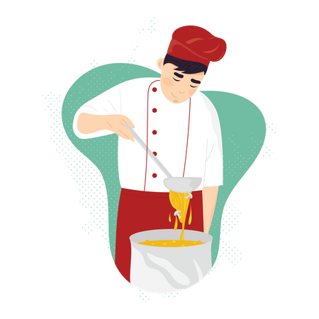 Chef cuisinant des aliments  Illustration