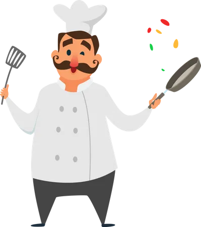 Chef cuisinant des aliments  Illustration