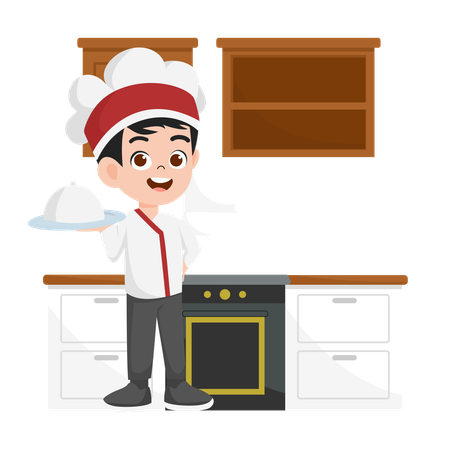 Chef masculino na cozinha  Ilustração