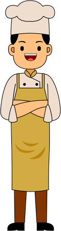 Chef de pie con delantal  Ilustración