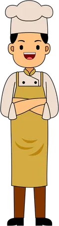 Chef de pie con delantal  Ilustración