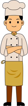 Chef de pie con delantal  Ilustración