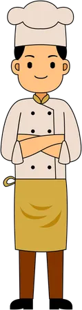 Chef de pie con delantal  Ilustración