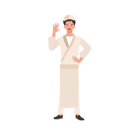 Chef de sushi masculino diciendo hola  Ilustración