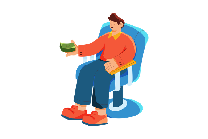 Chef d'entreprise avec de l'argent  Illustration