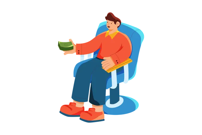Chef d'entreprise avec de l'argent  Illustration