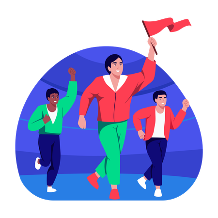 Les gens qui suivent le chef d'entreprise  Illustration