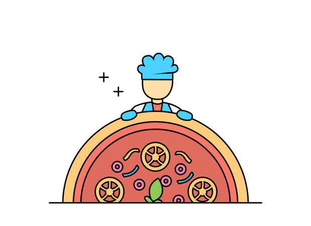 Chef e Pizzaria  Ilustração