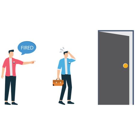Chef entlässt Mitarbeiter wegen Konflikten am Arbeitsplatz  Illustration