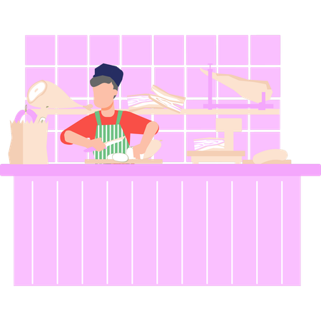 Chef está cozinhando comida  Ilustração