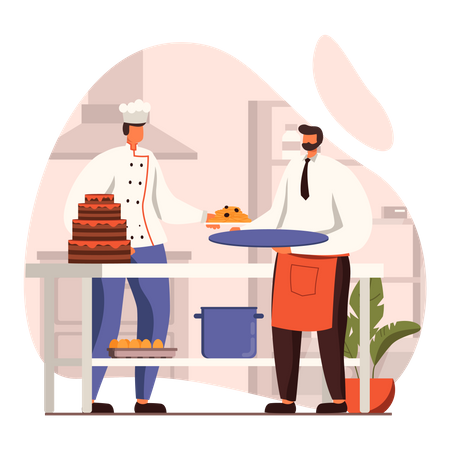 Chef fazendo bolo  Ilustração