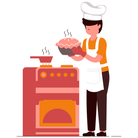 Chef fazendo comida  Ilustração