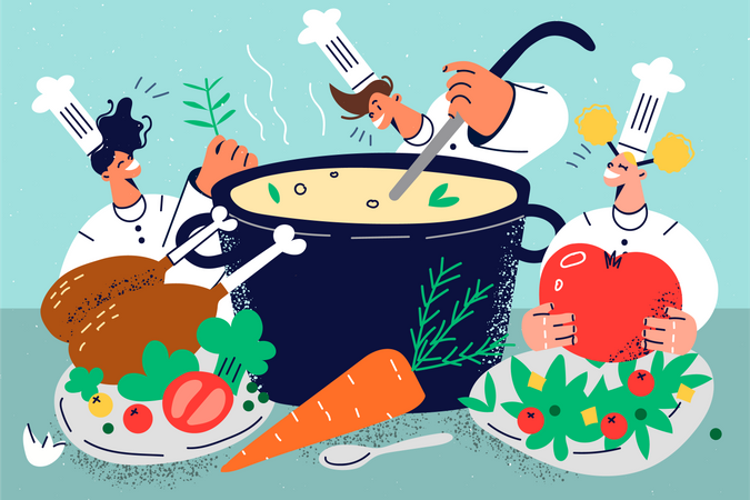 Chef fazendo comida  Ilustração