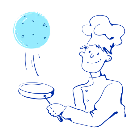 Chef fazendo panquecas  Ilustração