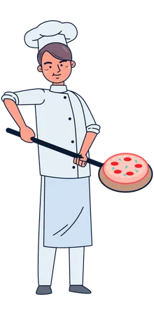 Chef fazendo pizza  Ilustração