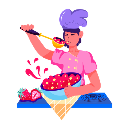 Chef fazendo testes de sabor  Ilustração