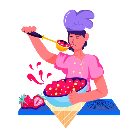 Chef fazendo testes de sabor  Ilustração