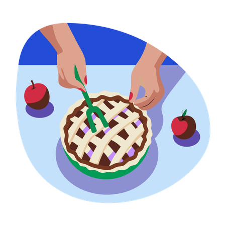 Chef fazendo torta de bolo  Ilustração