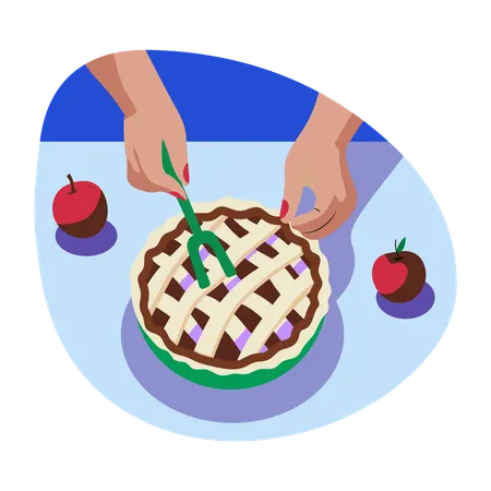 Chef fazendo torta de bolo  Ilustração