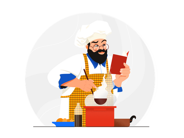 Chef fazendo um prato especial  Ilustração