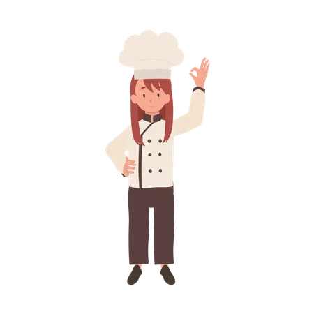 Chef feliz fazendo sinal de mão OK  Ilustração