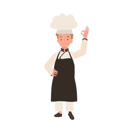 Chef feliz haciendo señal de mano OK  Ilustración