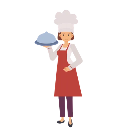 Chef feminina com cloche  Ilustração