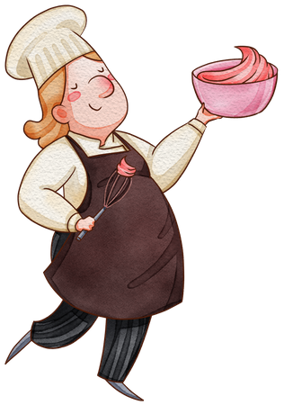 Chef feminina cozinhando  Ilustração