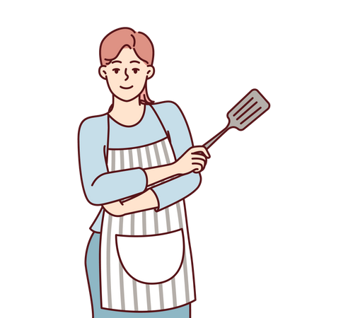 Chef feminina cozinhando  Ilustração