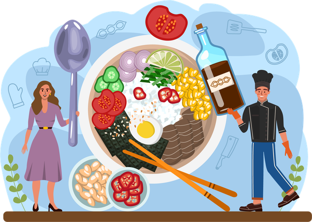 Chef following recipe guidelines  Illustration