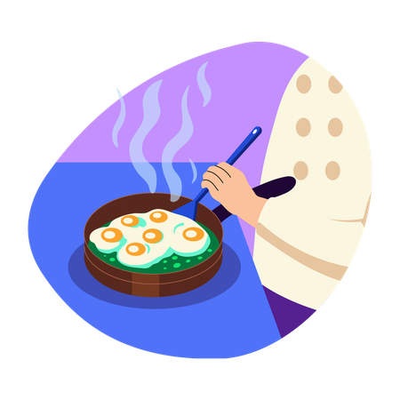 Chef Frying eggs to making breakfast  Illustration