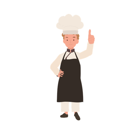 Chef garoto feliz dando sinal de aprovação  Ilustração