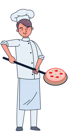 Chef haciendo pizza  Ilustración