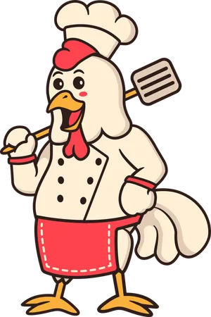 Chef Huhn mit Spachtel  Illustration